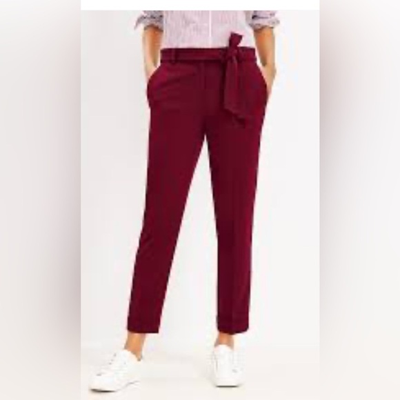 LOFT THE DEVIN SLIM Burgundy Women's Pants SIZE 4 nwt causal workwear fall - Picture 1 of 7